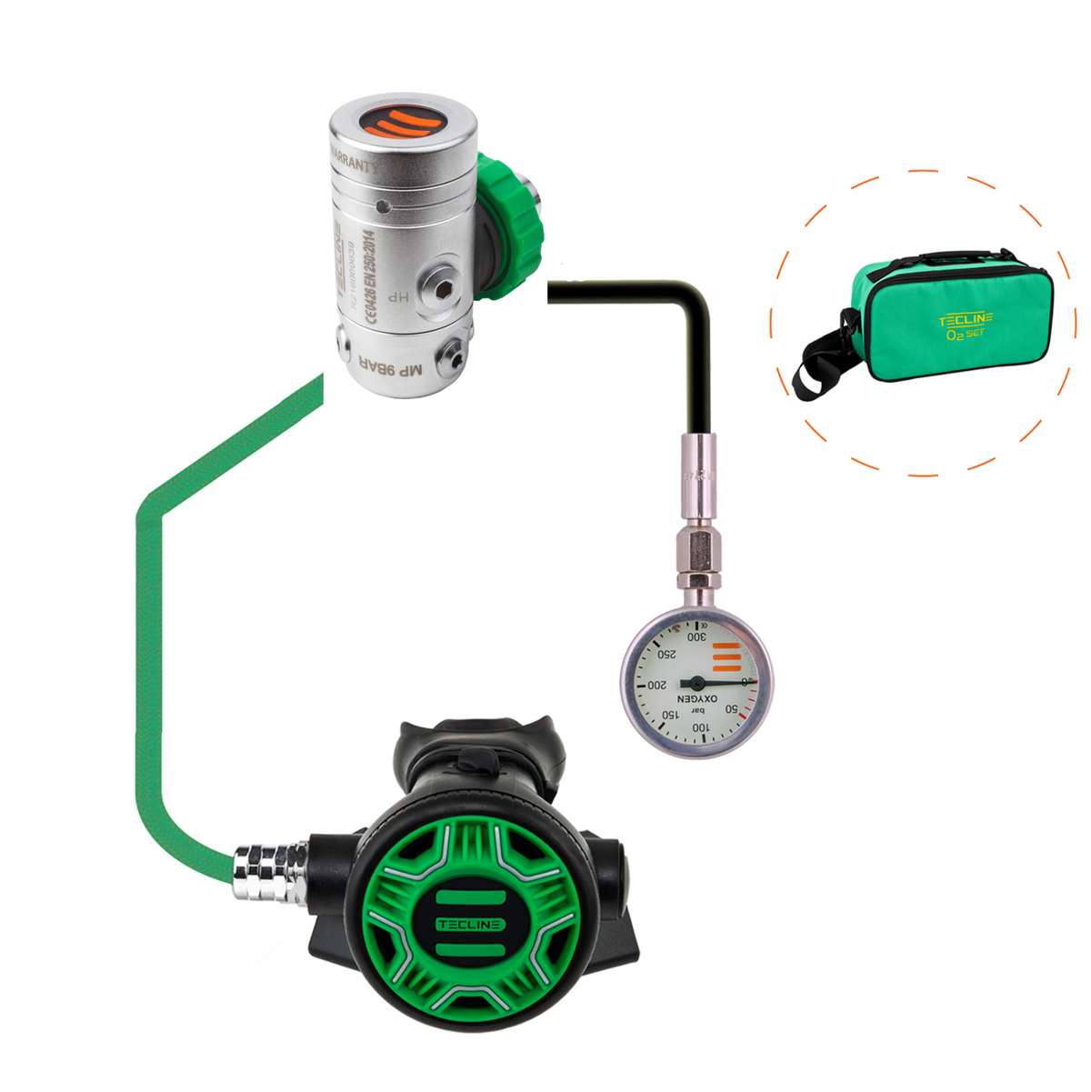 R2 REC1 + SPG 100% O2 Set - DIN 26x2 Oxygen clean
