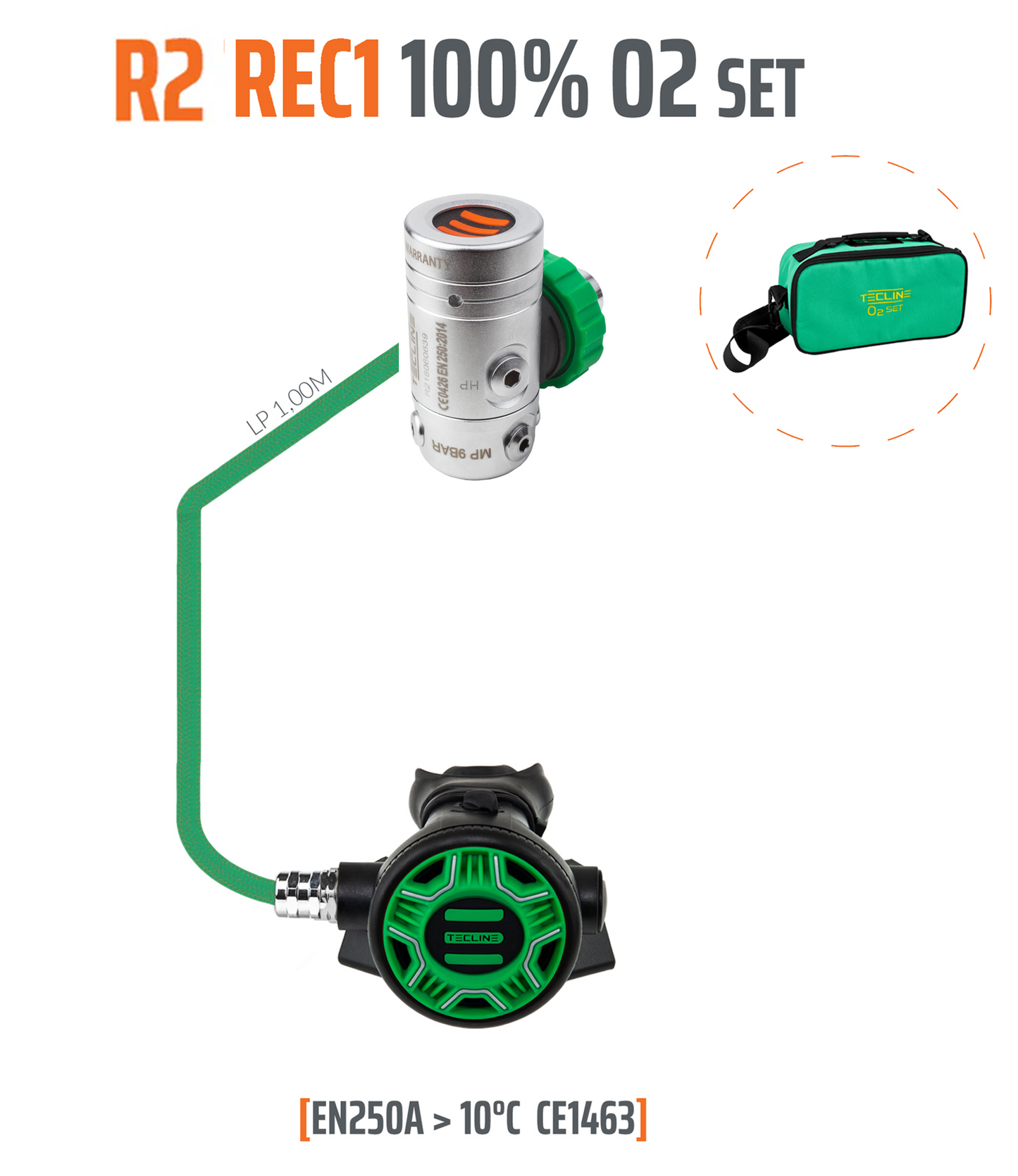 R2 REC1 100% O2 Set - DIN 26x2 Oxygen clean