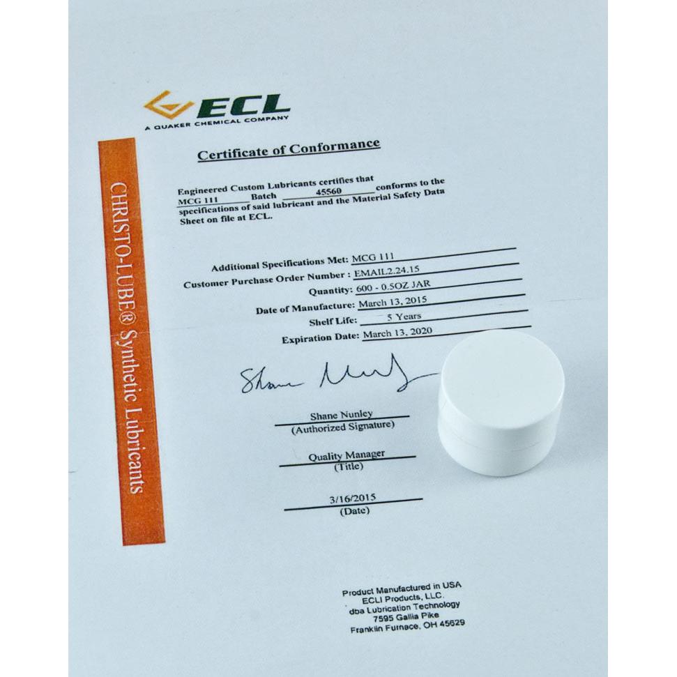 Oxygene Grease Christo Lube MCG 111 - 14,18 g (1/2 oz)-TECLINE-DIR STORE